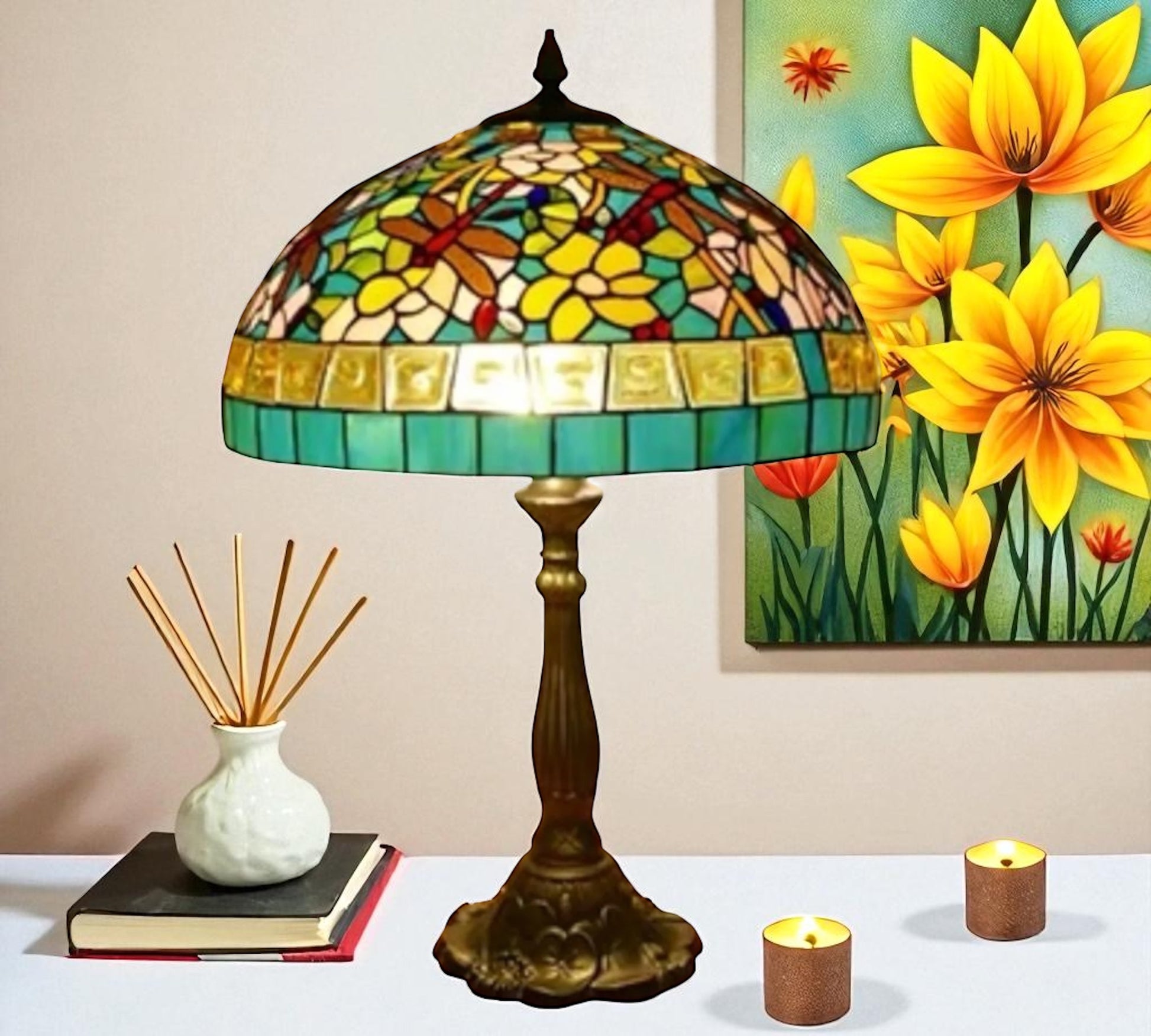 CDH 18" XLARGE Tiffany Table Lamp 46cm Shade (19004T)