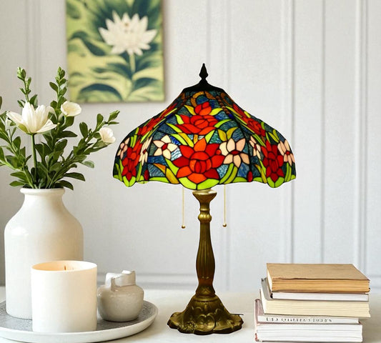 CDH 18" XLARGE Tiffany Table Lamp 46cm Shade (19118T) rose