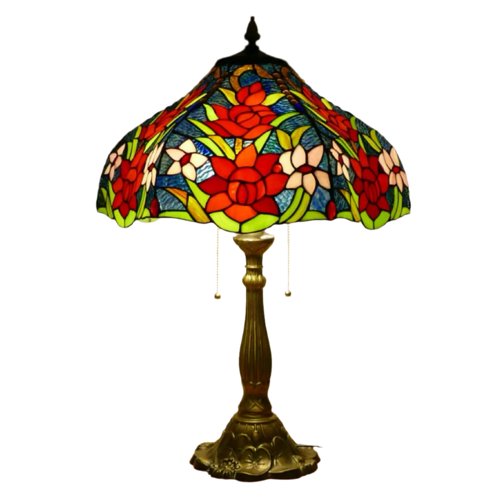 CDH 18" XLARGE Tiffany Table Lamp 46cm Shade (19118T) rose