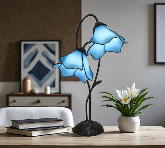 CDH LARGR Water Lily Flower Style Tiffany Table Lamp (12034B)