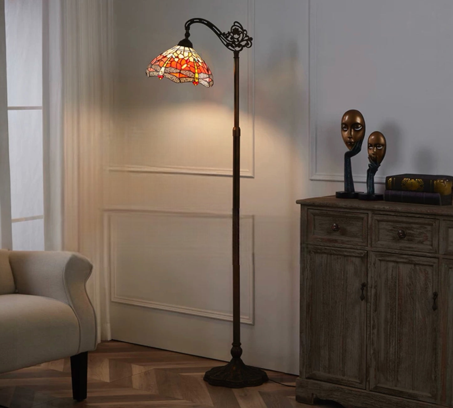 CDH Tiffany Floor Lamp (12035F) 12" 30CM Shade dragonfly