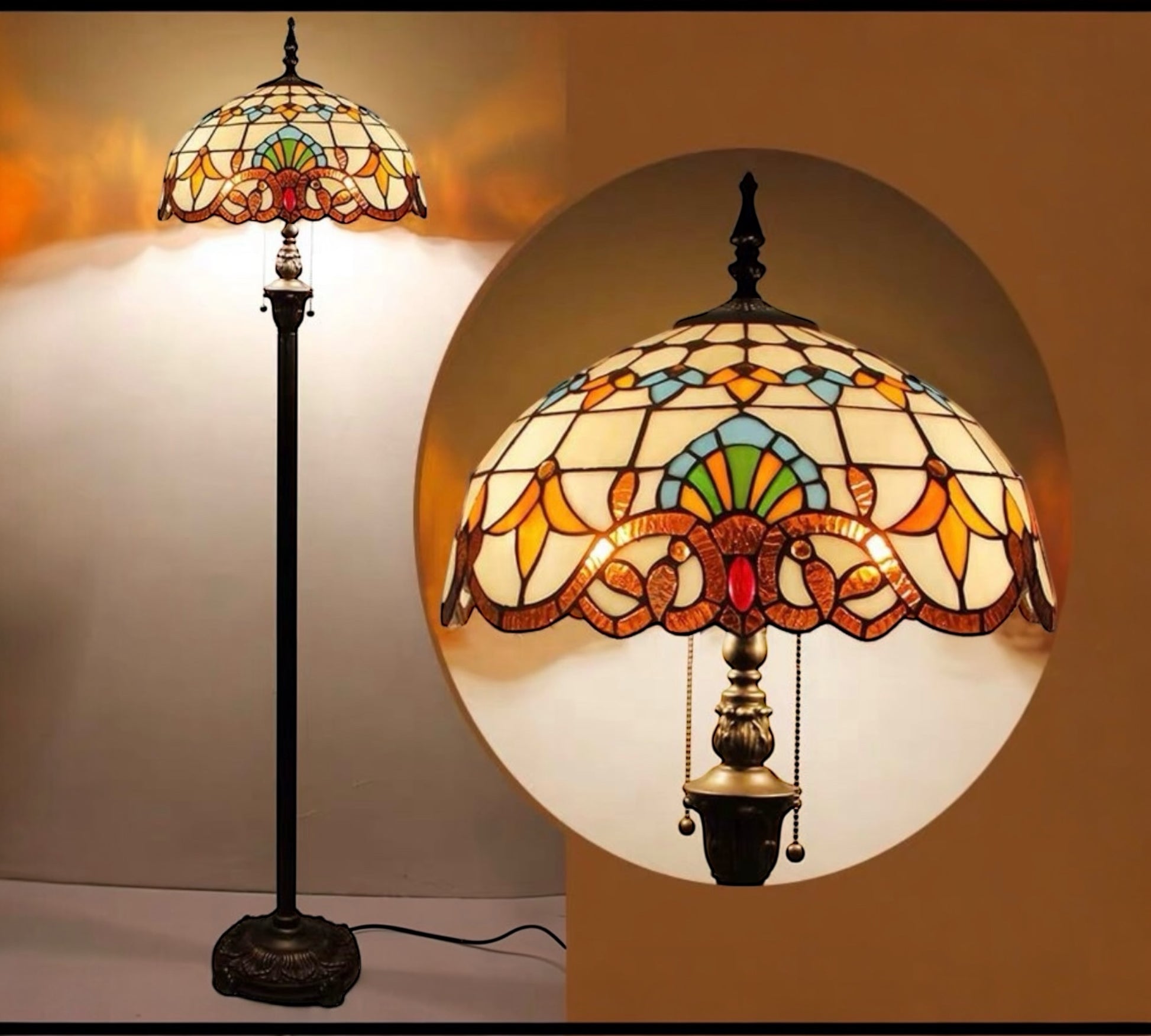 CDH Tiffany Floor Lamp (16025) 16" 40CM Shade