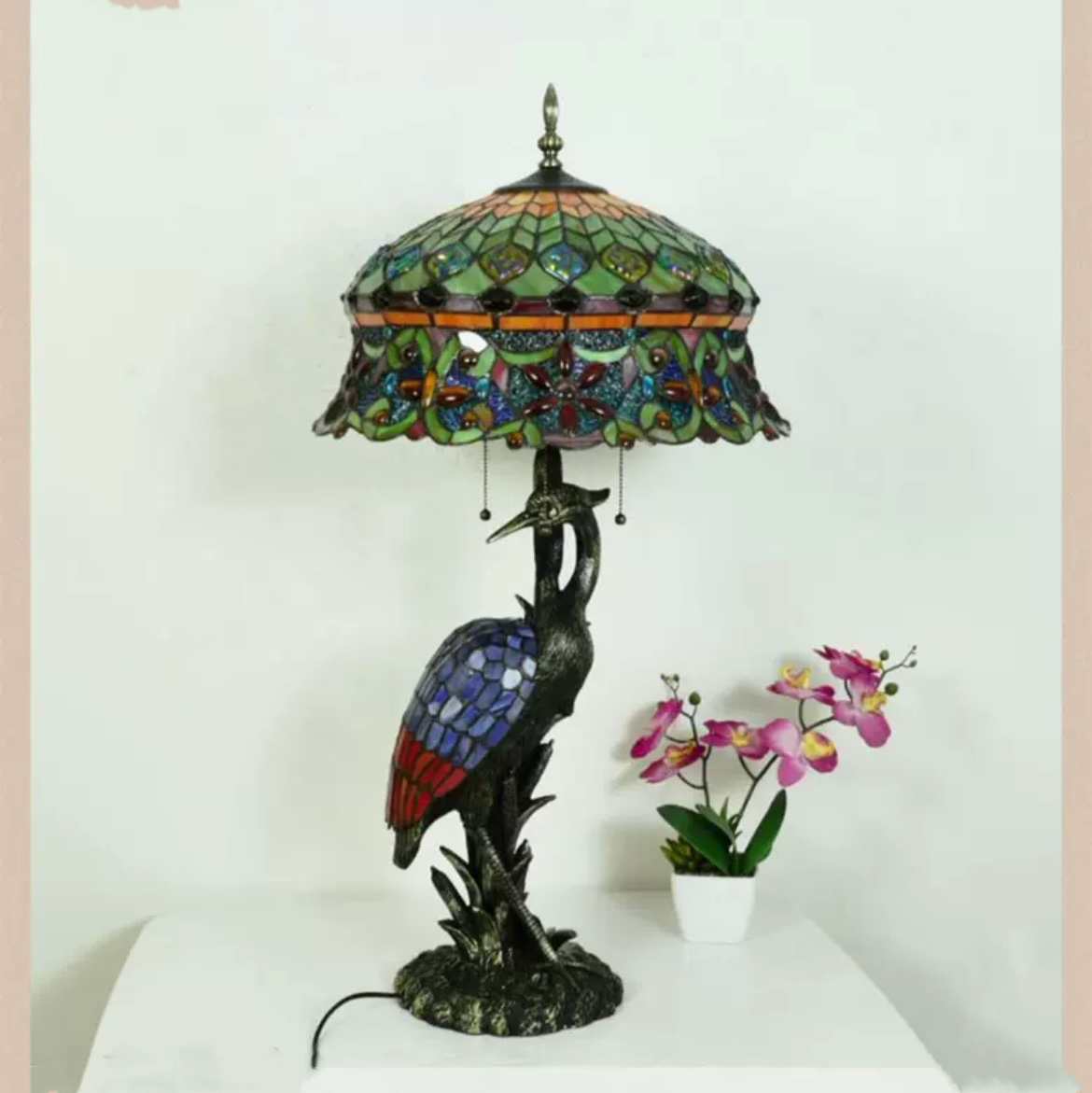 CDH 18" XLARGE Tiffany Paradise Table Lamp 46cm Shade (15071)