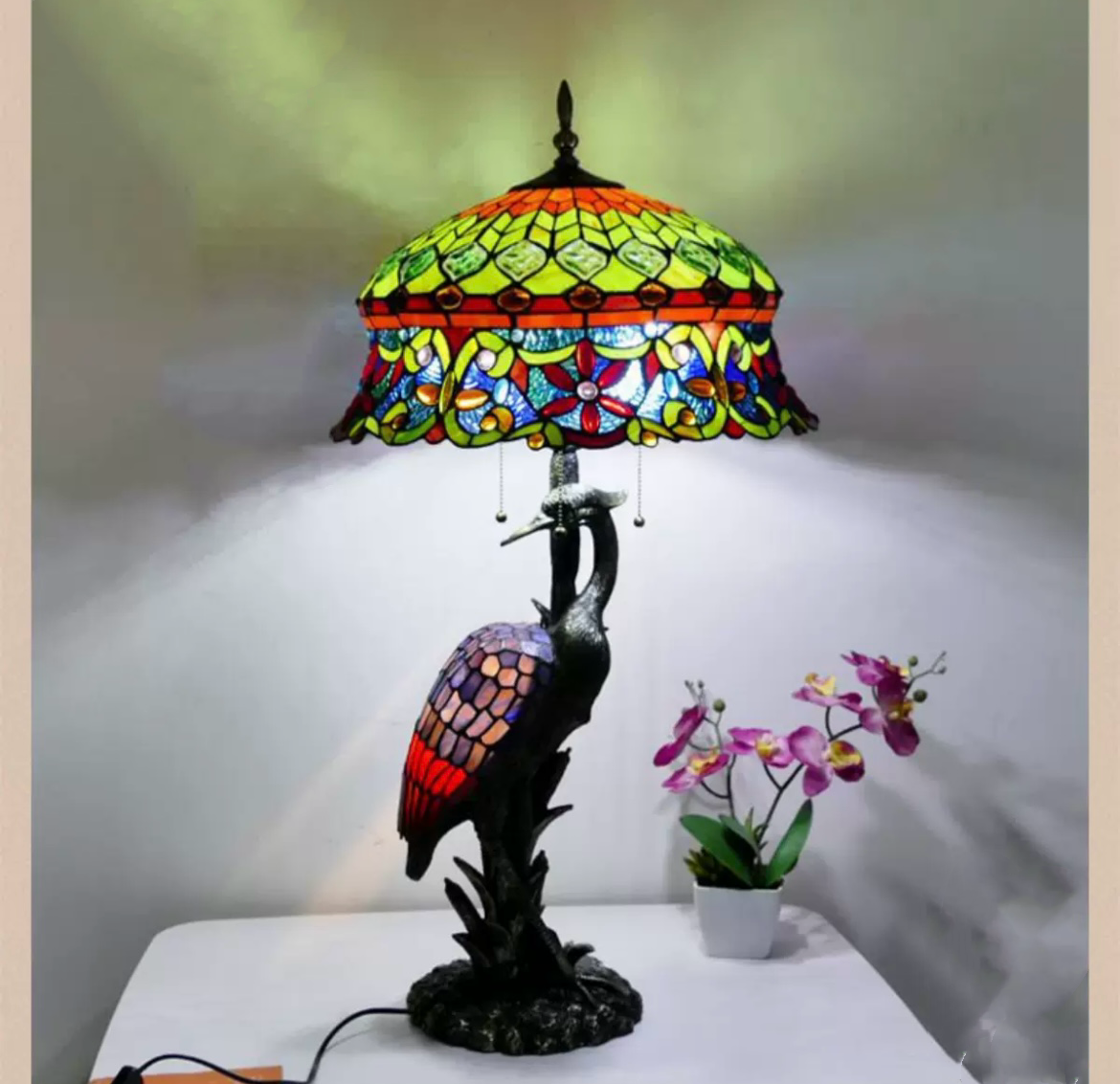 CDH 18" XLARGE Tiffany Paradise Table Lamp 46cm Shade (15071)