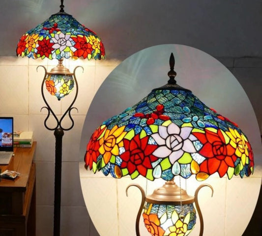 CDH Tiffany Mother-Daughter Vase Floor Lamp X-LARGE 46cm Shade (15089)