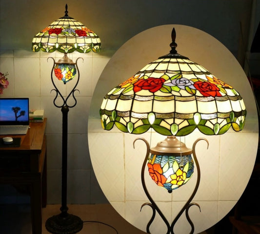 CDH Tiffany Mother-Daughter Vase Floor Lamp X-LARGE 46cm Shade (15082)