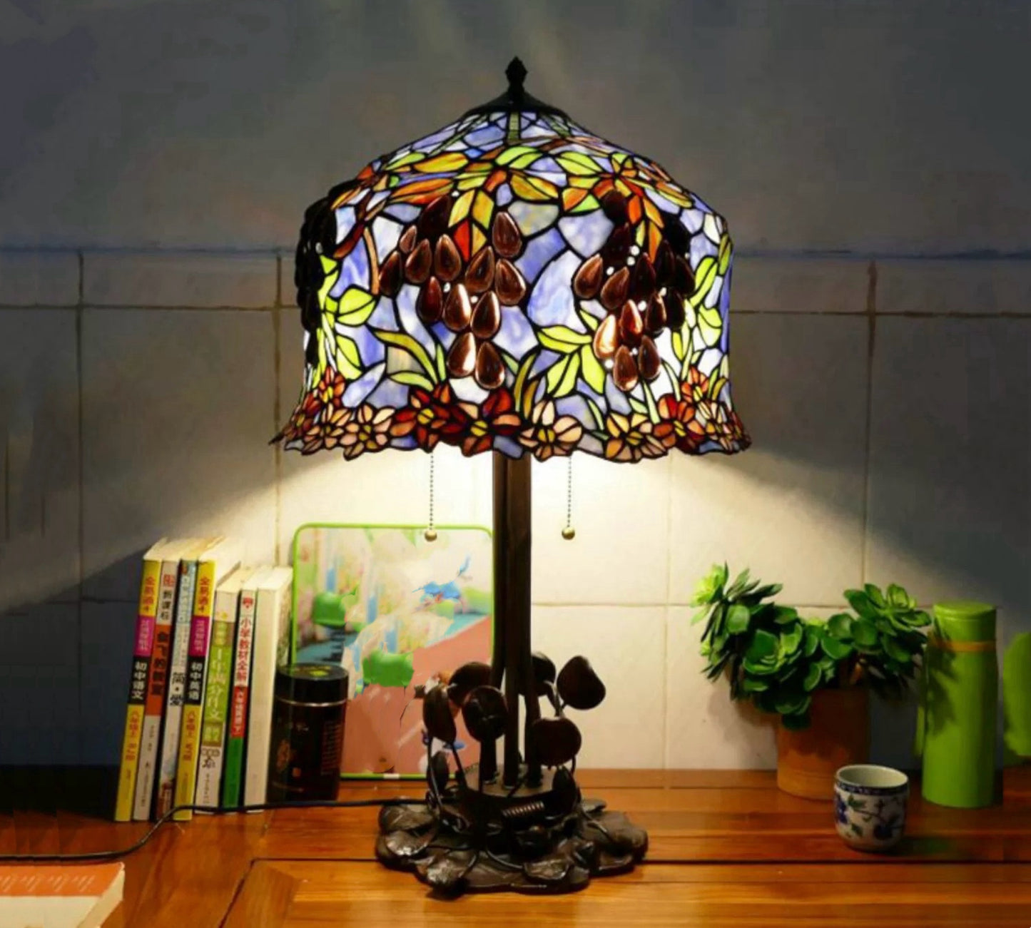 CDH 16" Tiffany Juicy Grape Table Lamp 40cm Shade (15075)