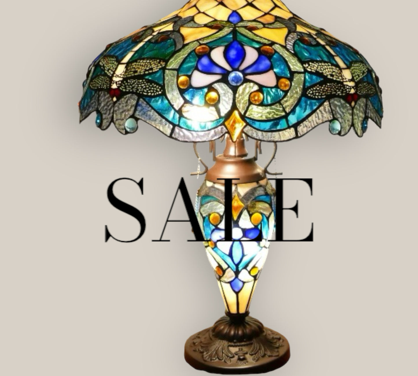 CDH 18" XLARGE Tiffany Mother-Daughter Vase Lamp 45cm Shade (15064)