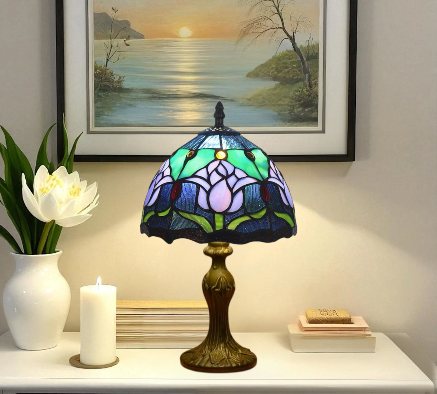 CDH 10" Tiffany Table Lamp with 20cm Shade (12009BS)