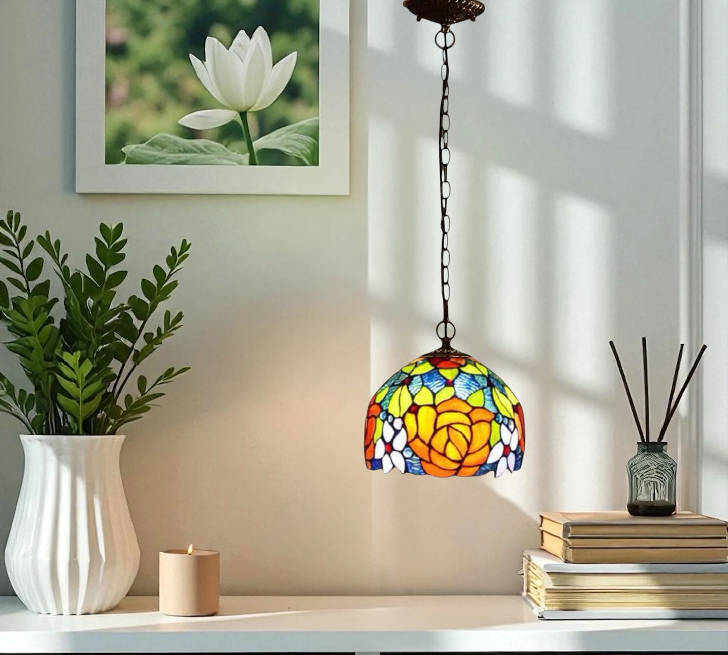 CDH 10" Tiffany Pendant Lamp with 20cm lamp shade (100163P)