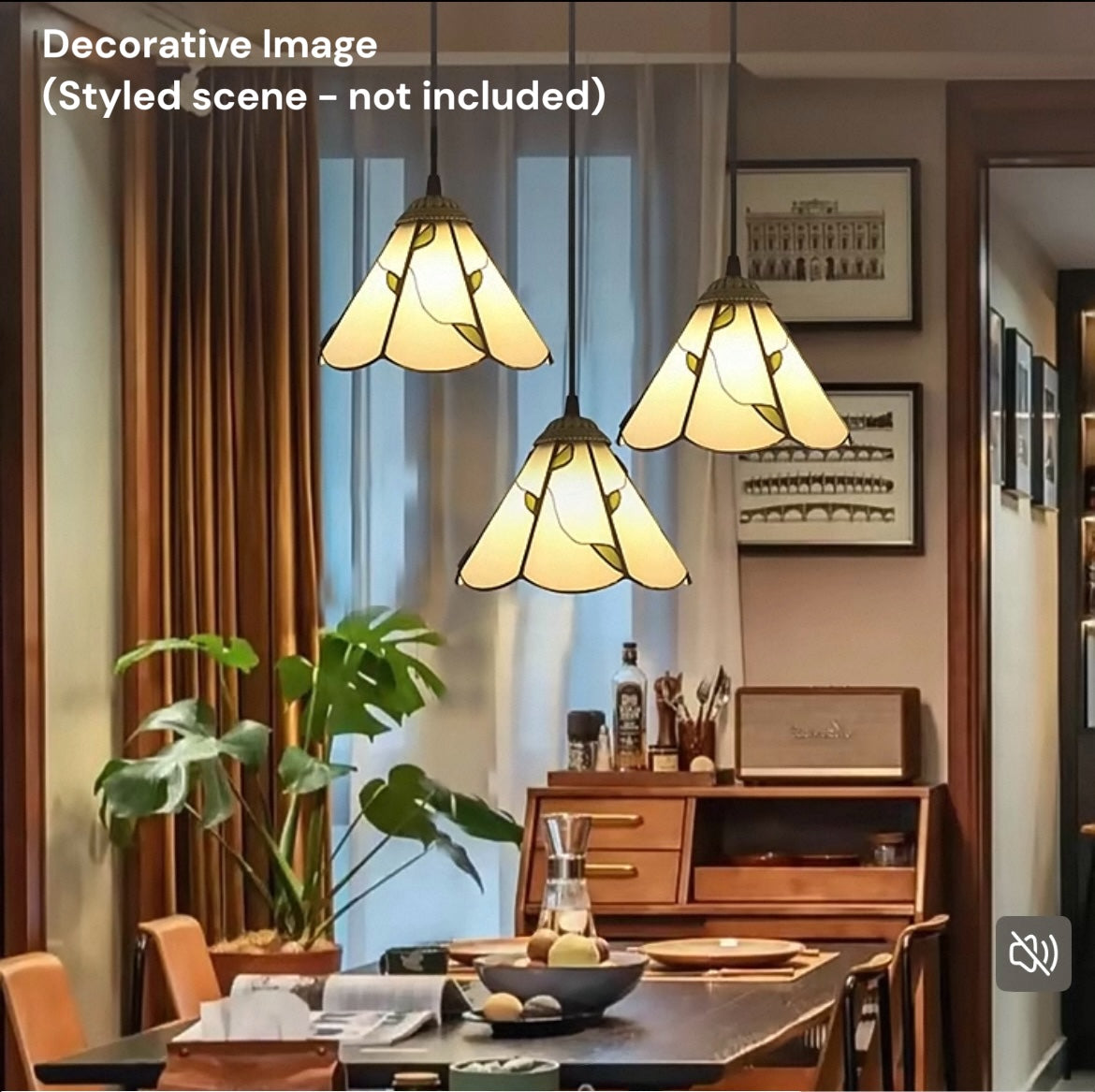 CDH 10" Tiffany Pendant Lamp with 20cm lamp shade (12022SPS)