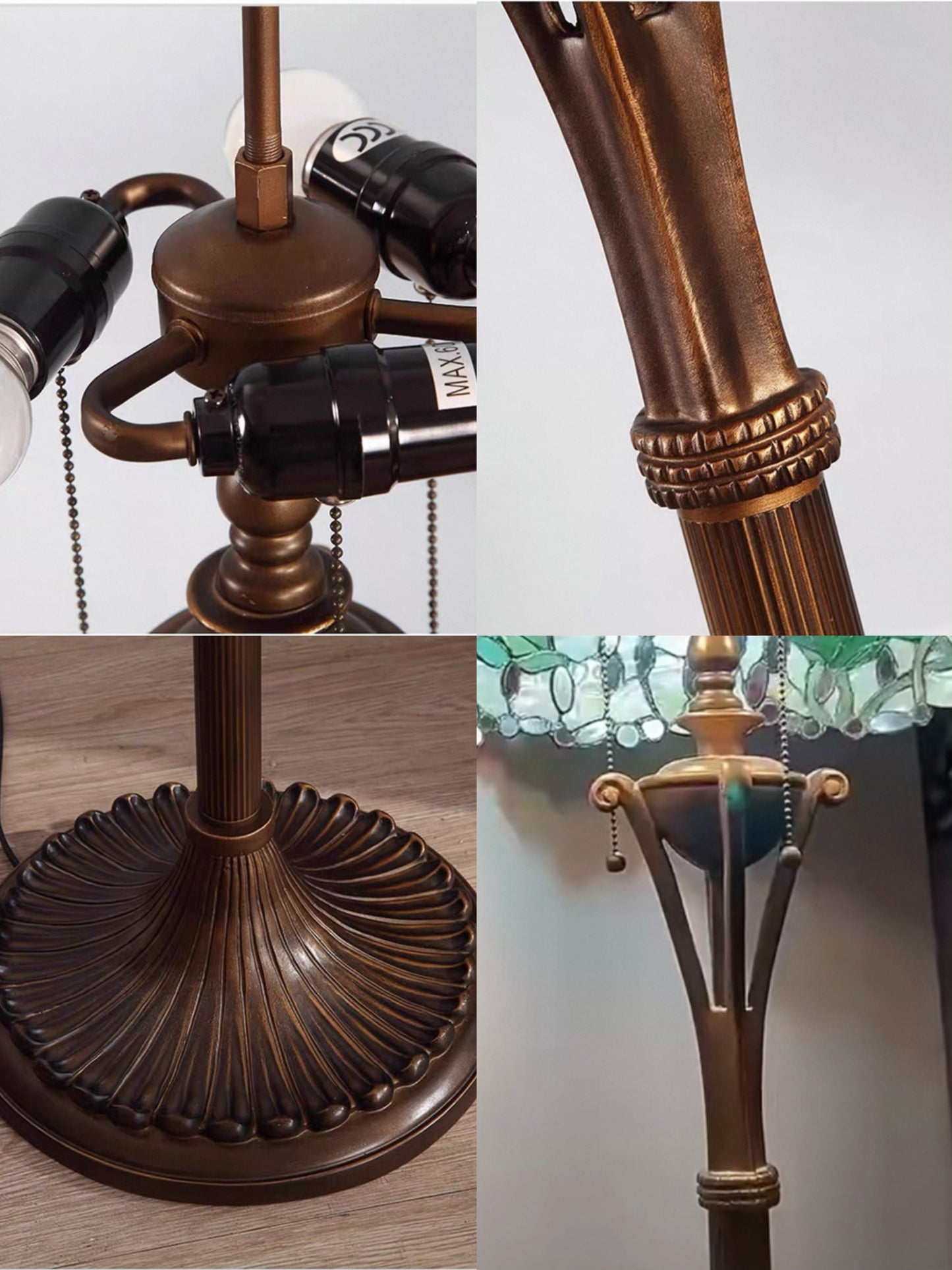 CDH Tiffany Floor Lamp Base 170cm high with 3 bulbs fittings (17005)