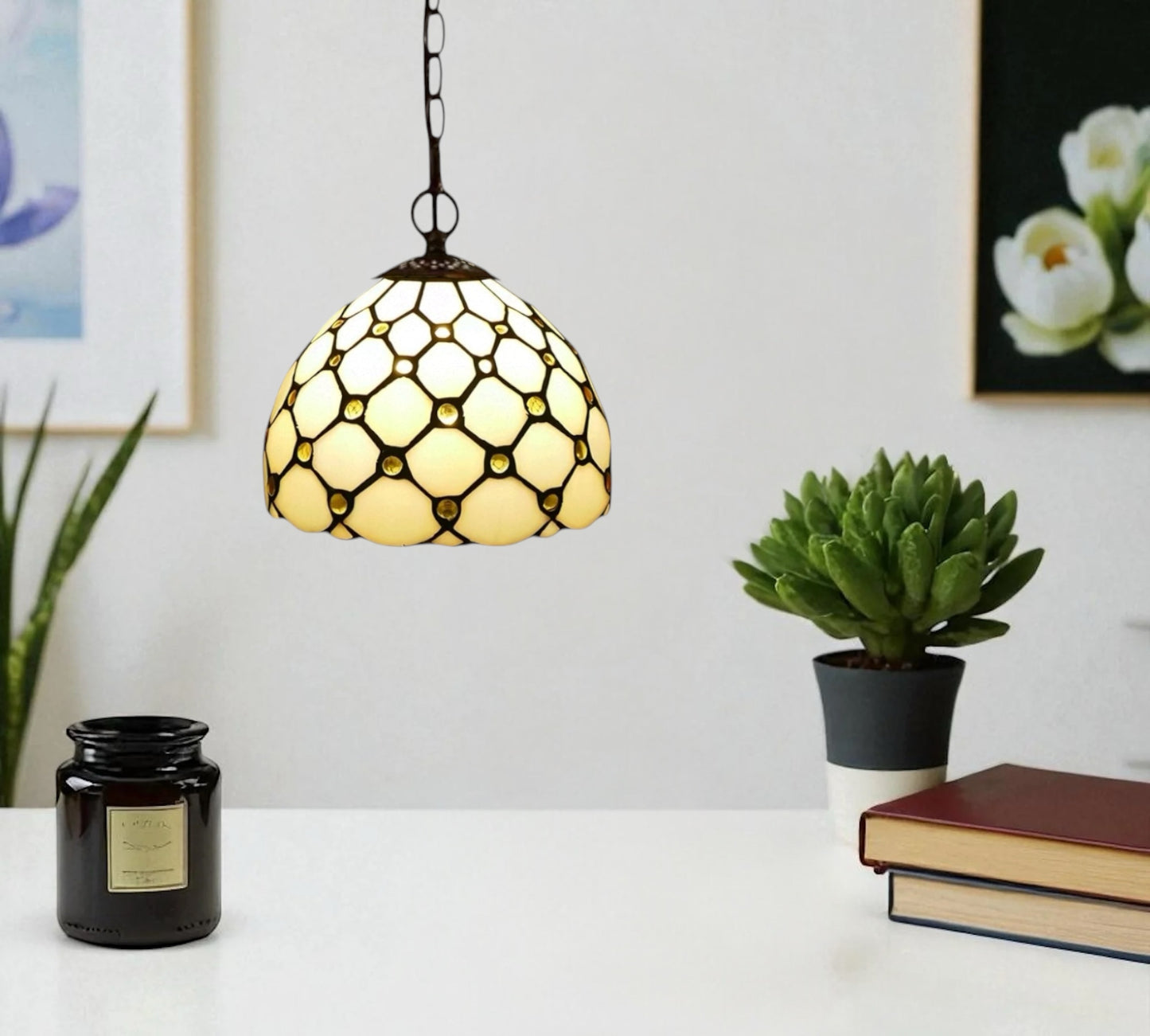 CDH 10" Tiffany Pendant Lamp with 20cm lamp shade (12021PSS)