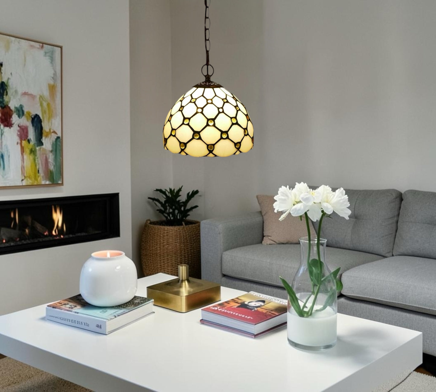CDH 10" Tiffany Pendant Lamp with 20cm lamp shade (12021PSS)