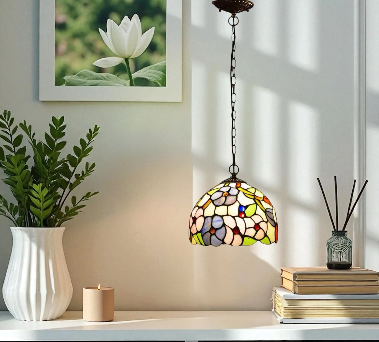 CDH 10" Tiffany Pendant Lamp with 20cm lamp shade (100002MP)