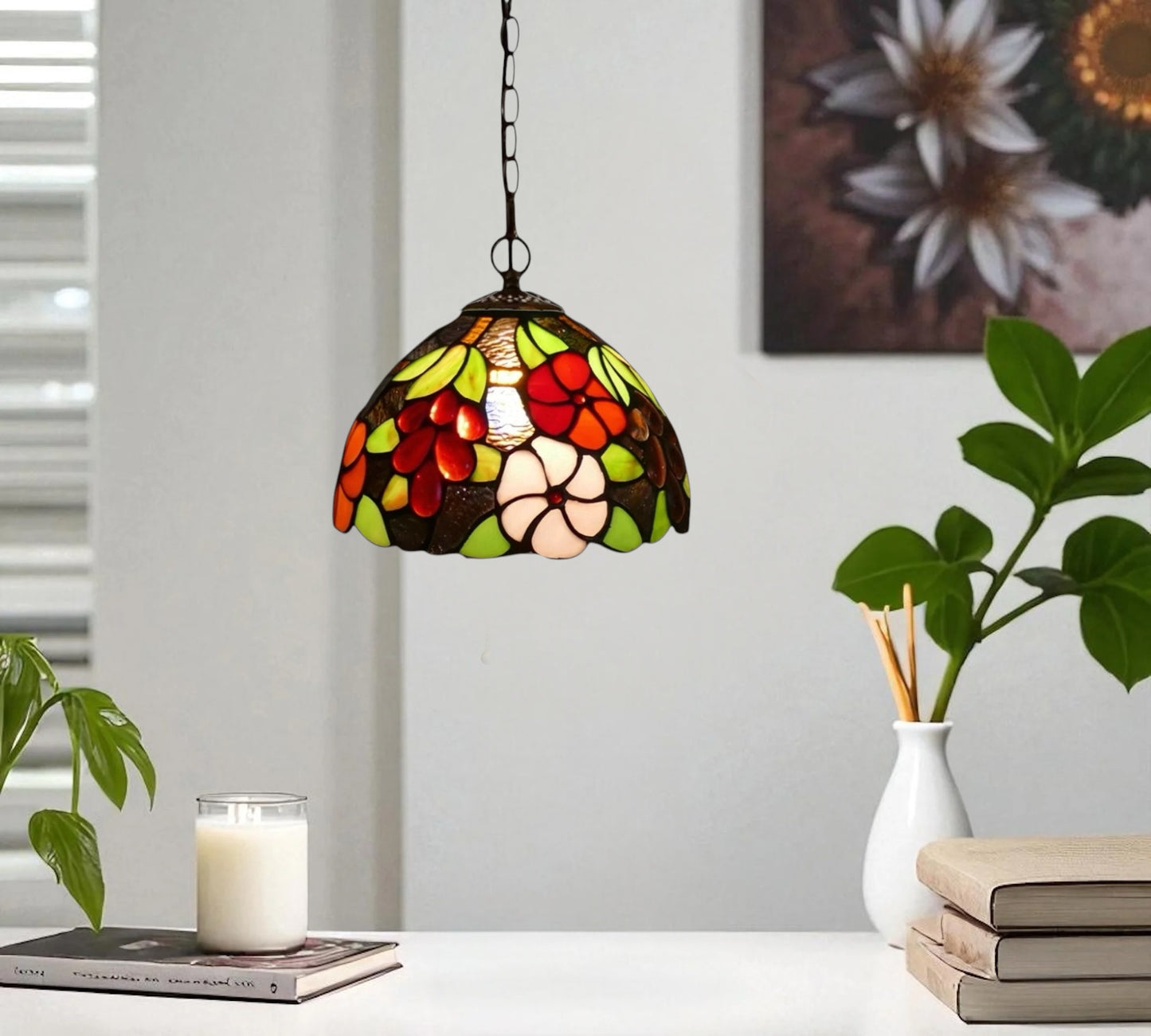 CDH 10" Tiffany Pendant Lamp with 20cm lamp shade (12083SPS)