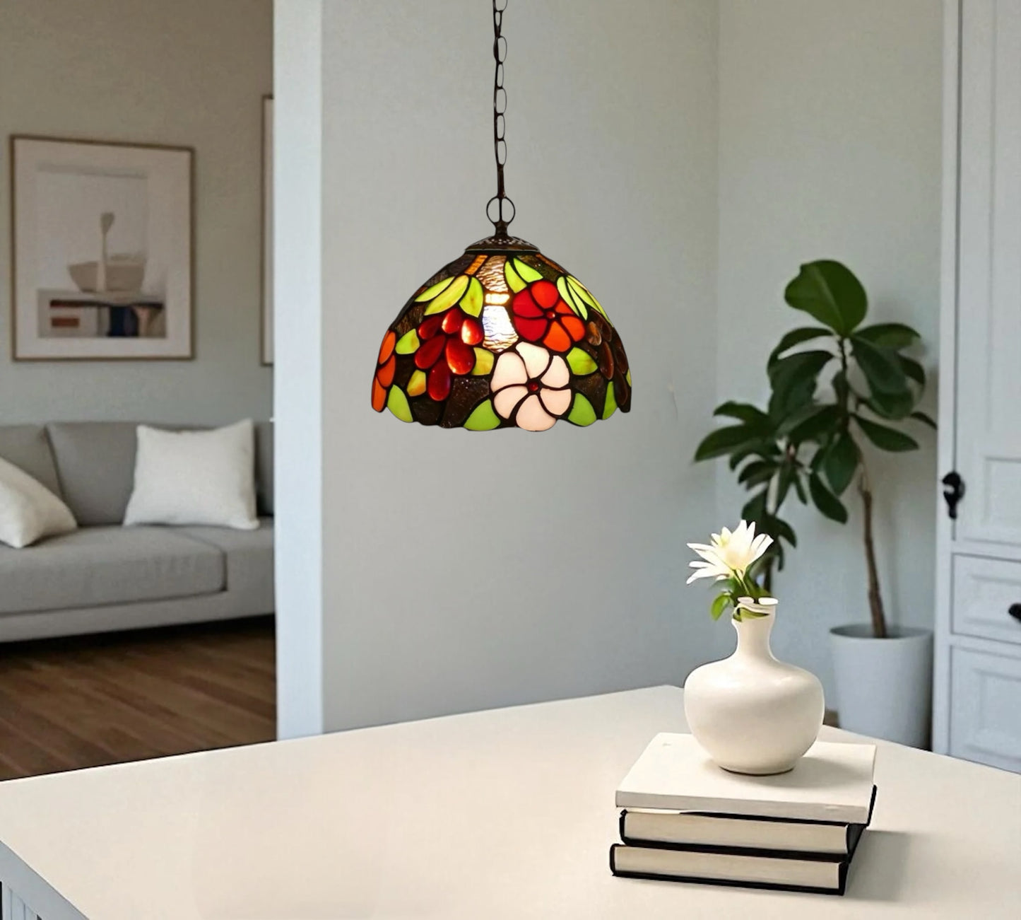 CDH 10" Tiffany Pendant Lamp with 20cm lamp shade (12083SPS)