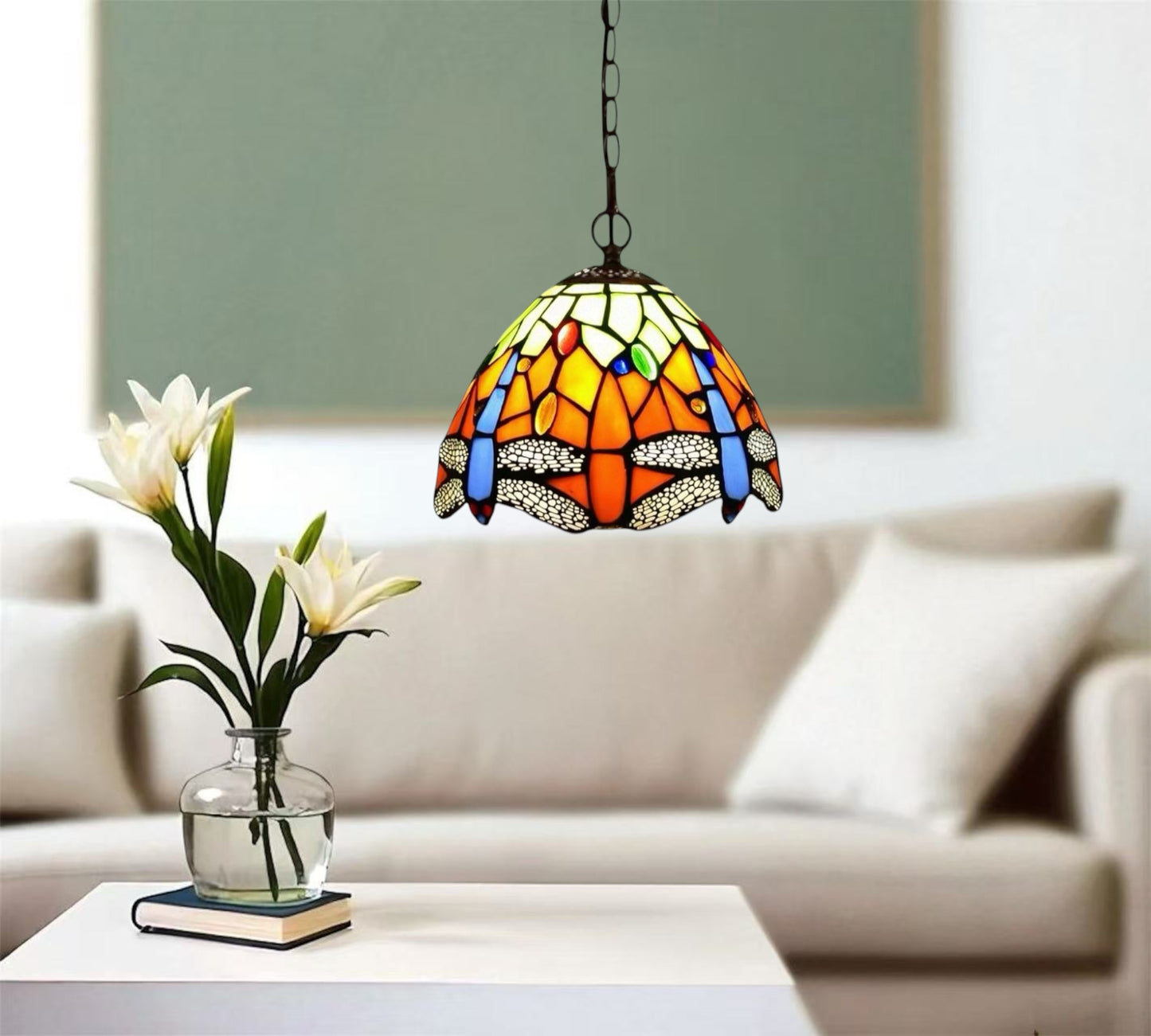 CDH 10" Tiffany Pendant Lamp with 20cm lamp shade (15005SPS)