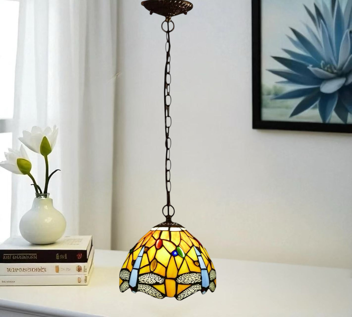 CDH 10" Tiffany Pendant Lamp with 20cm lamp shade (12062SPS)