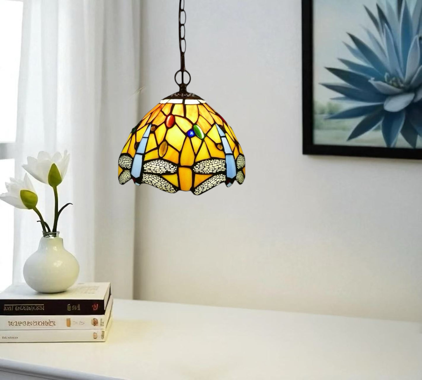 CDH 10" Tiffany Pendant Lamp with 20cm lamp shade (12062SPS)