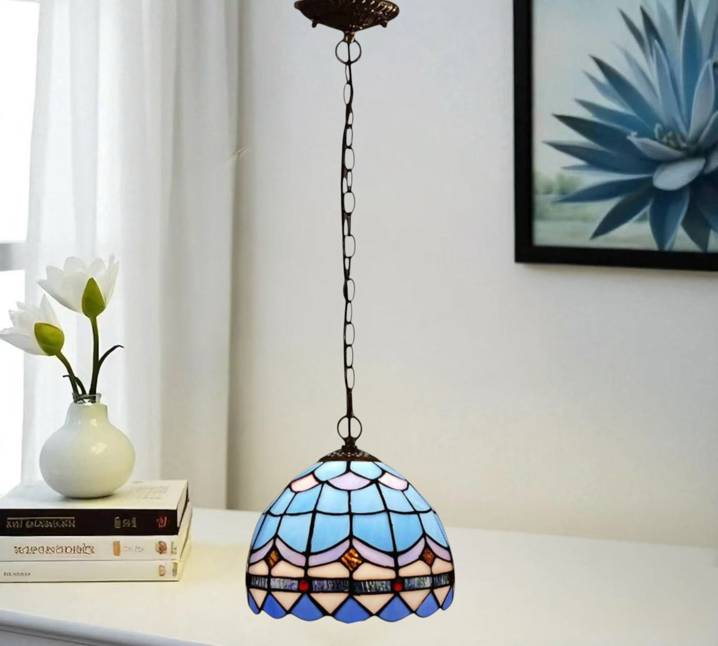 CDH 10" Tiffany Pendant Lamp with 20cm lamp shade (12101SPS)