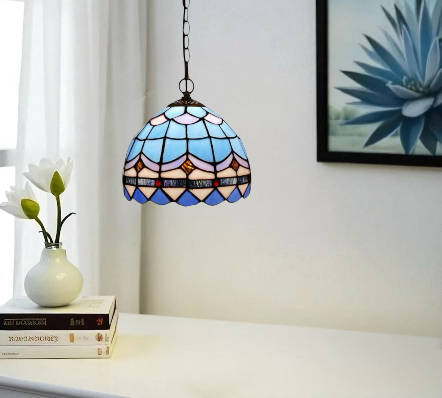 CDH 10" Tiffany Pendant Lamp with 20cm lamp shade (12101SPS)