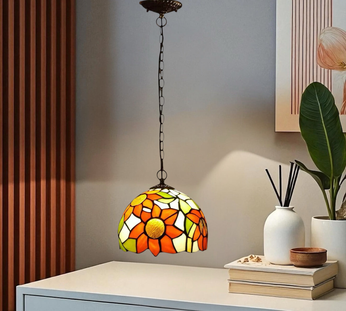 CDH 10" Tiffany Pendant Lamp with 20cm lamp shade (12068SPS)