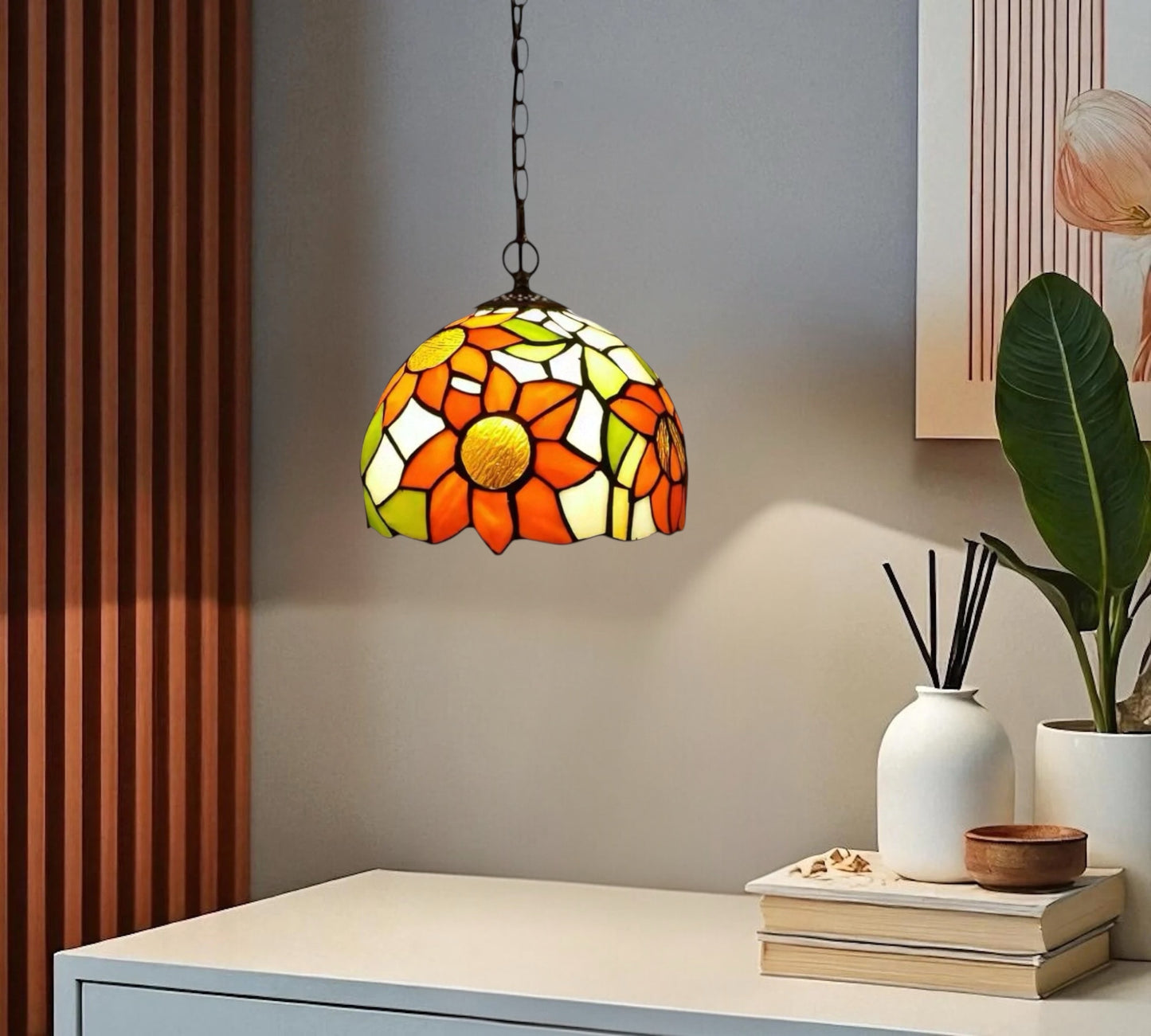 CDH 10" Tiffany Pendant Lamp with 20cm lamp shade (12068SPS)