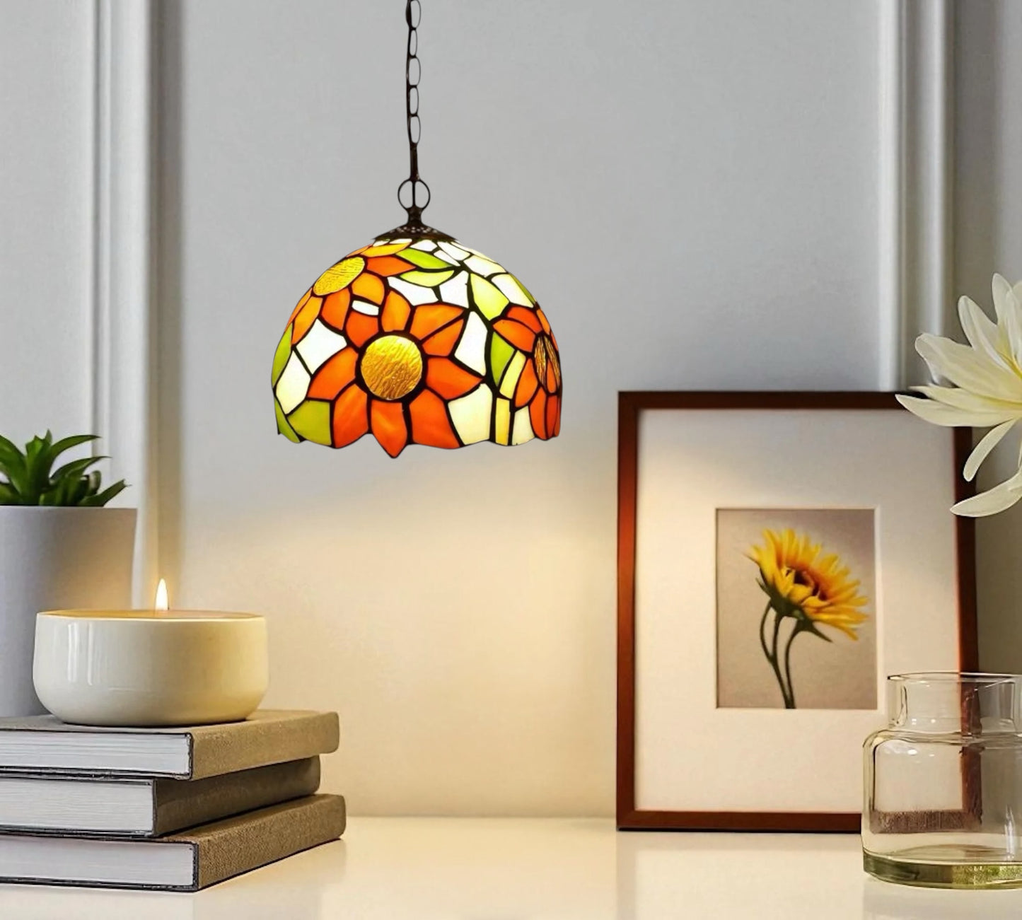 CDH 10" Tiffany Pendant Lamp with 20cm lamp shade (12068SPS)