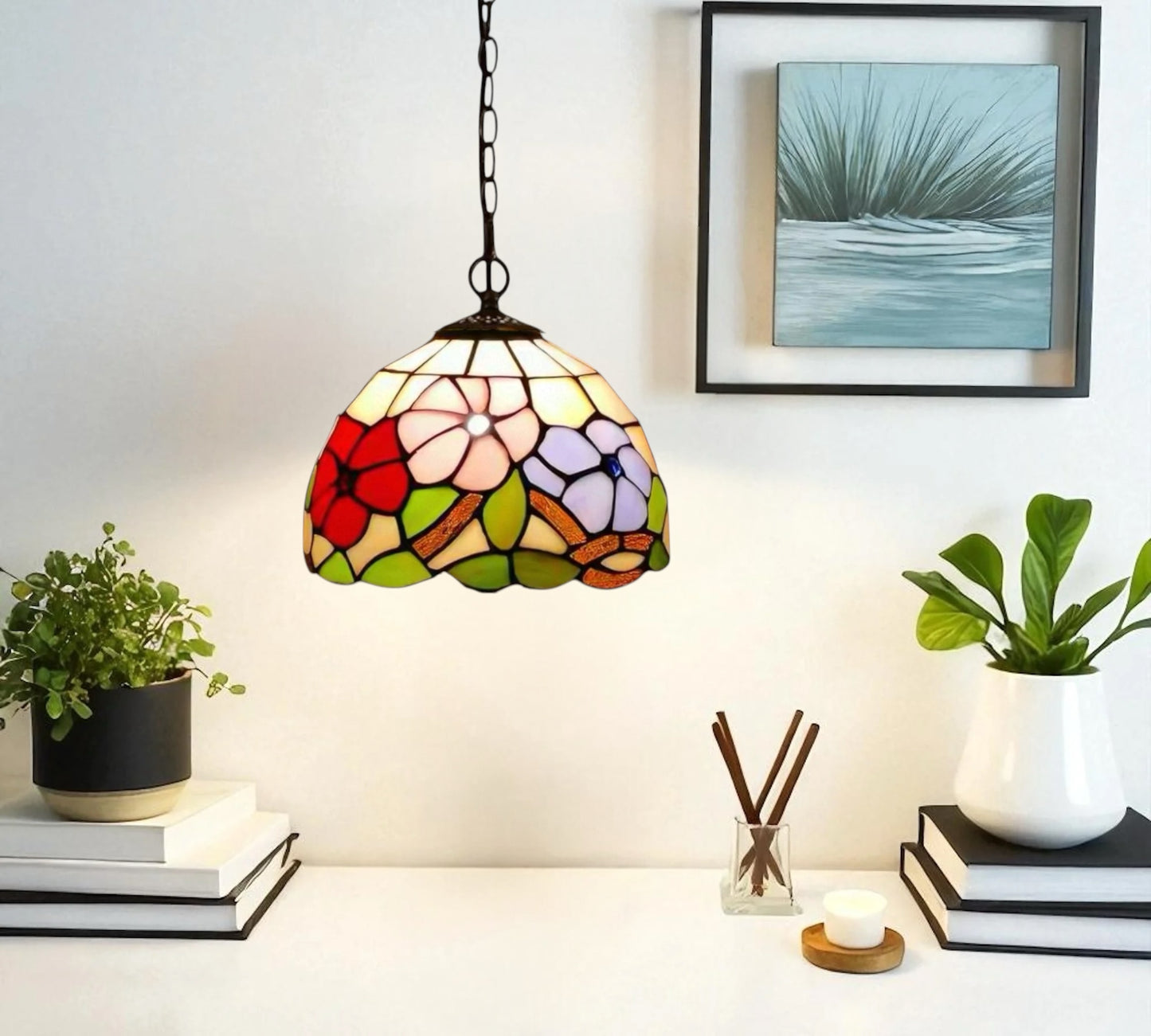 CDH 10" Tiffany Pendant Lamp with 20cm lamp shade (11002SPS)