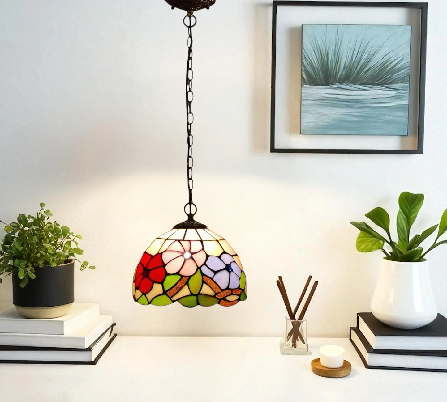 CDH 10" Tiffany Pendant Lamp with 20cm lamp shade (11002SPS)