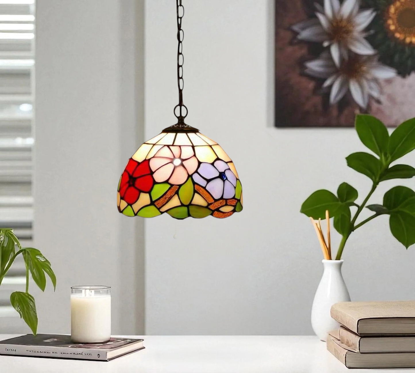CDH 10" Tiffany Pendant Lamp with 20cm lamp shade (11002SPS)