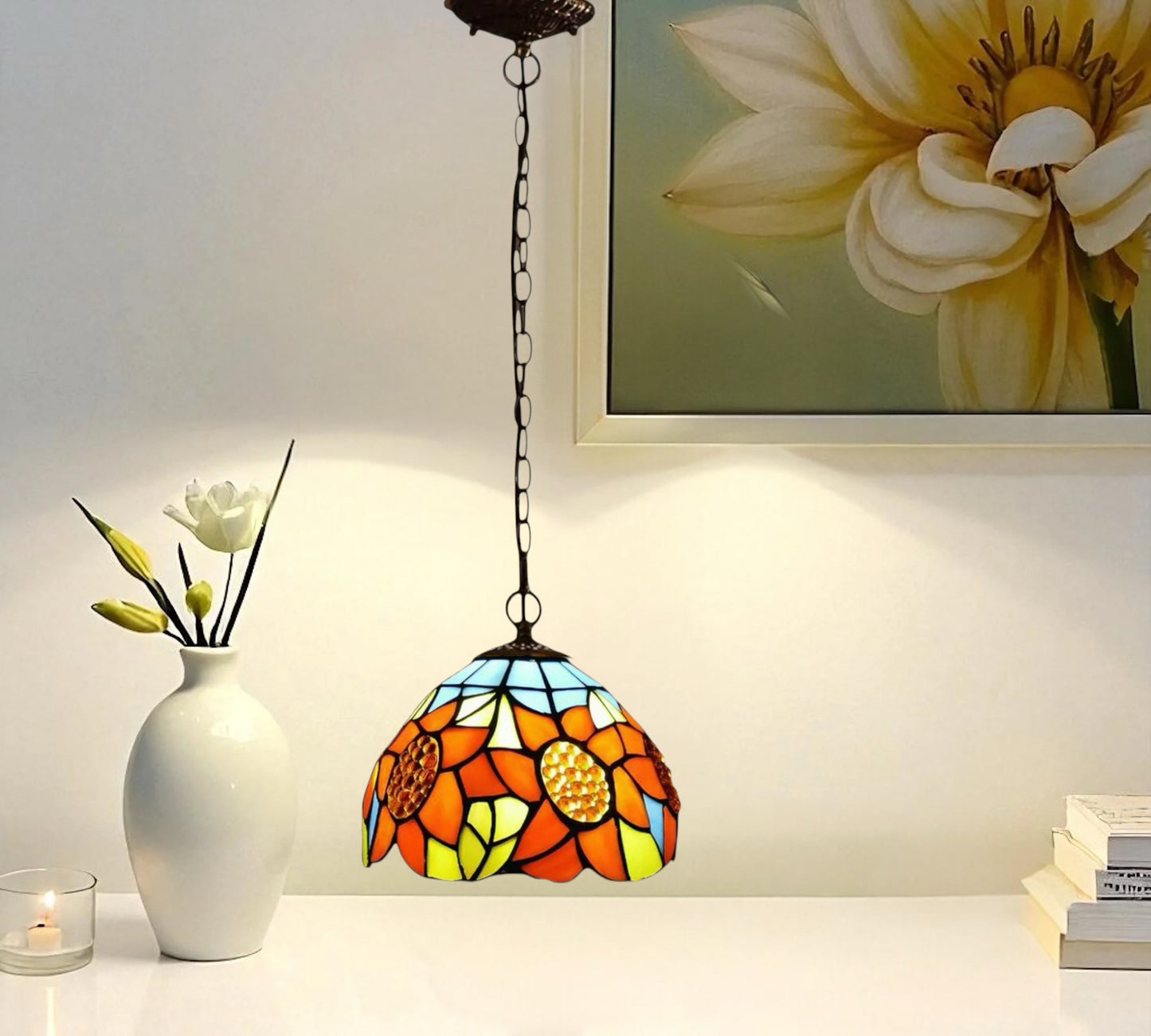 CDH 10" Tiffany Pendant Lamp with 20cm lamp shade (12702SPS)