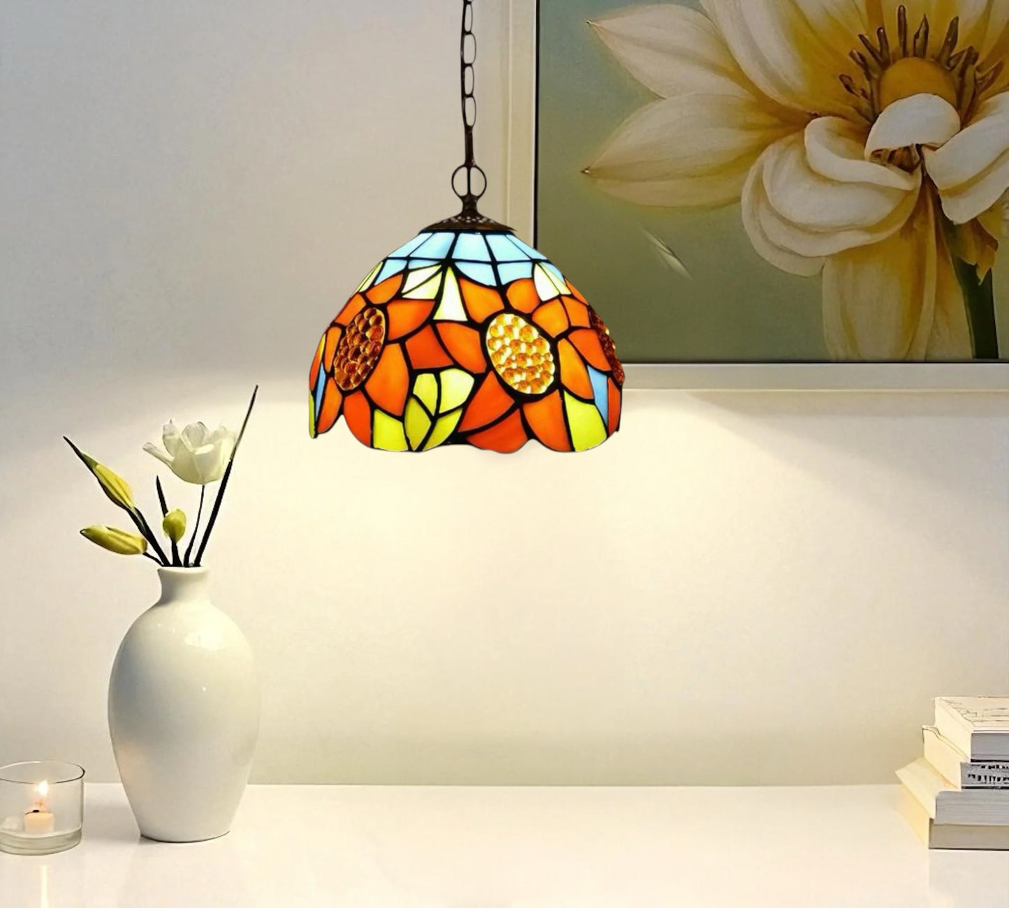 CDH 10" Tiffany Pendant Lamp with 20cm lamp shade (12702SPS)