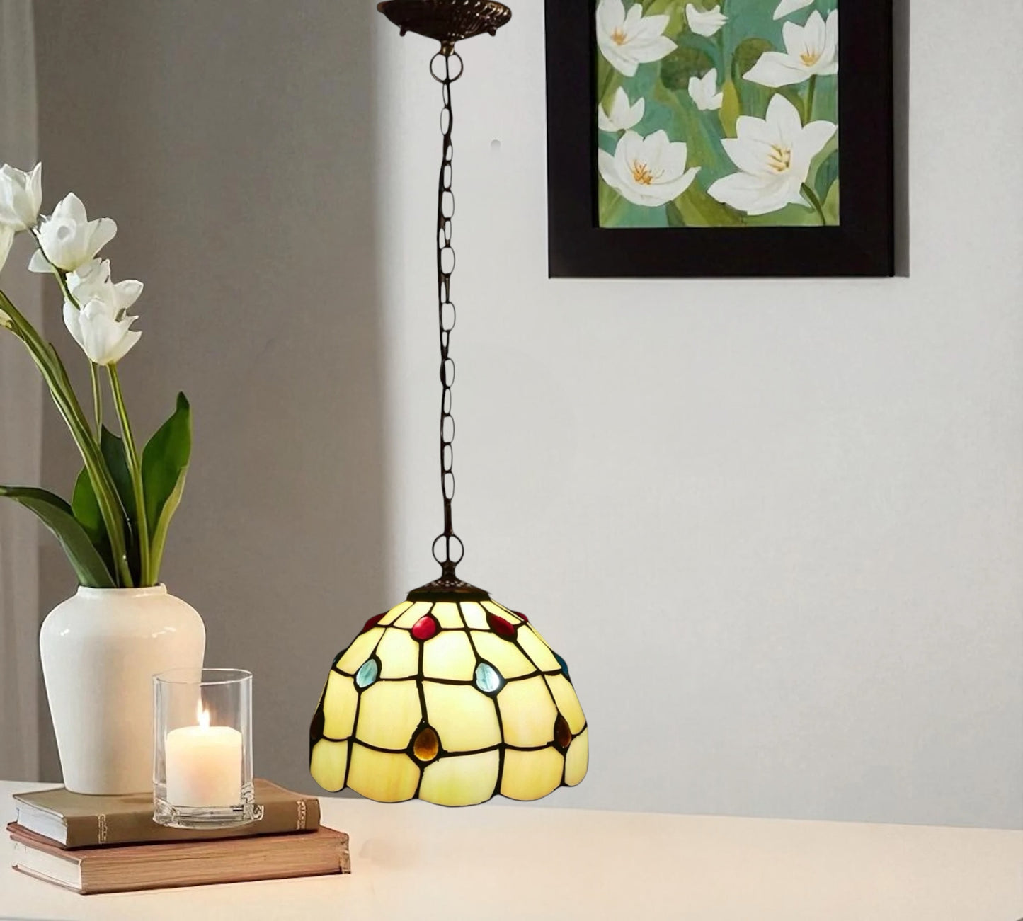 CDH 10" Tiffany Pendant Lamp with 20cm lamp shade (12103SPS)