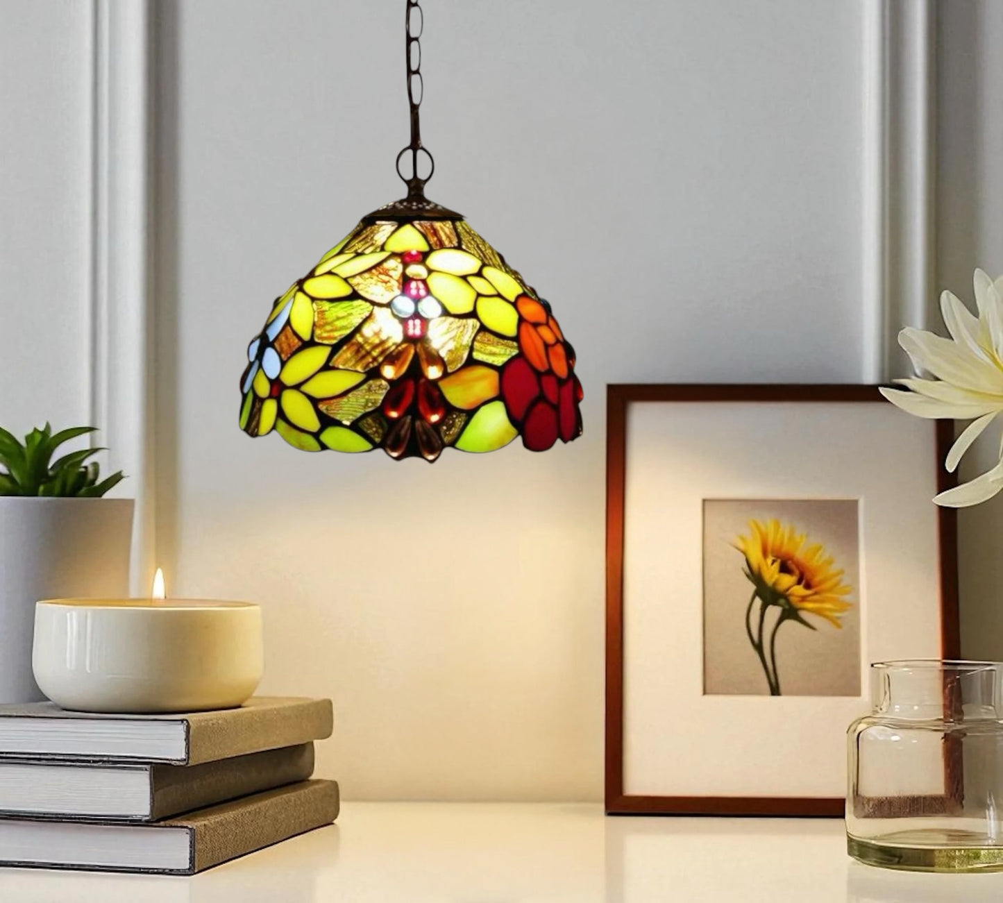 CDH 10" Tiffany Pendant Lamp with 20cm lamp shade (15016SPS)