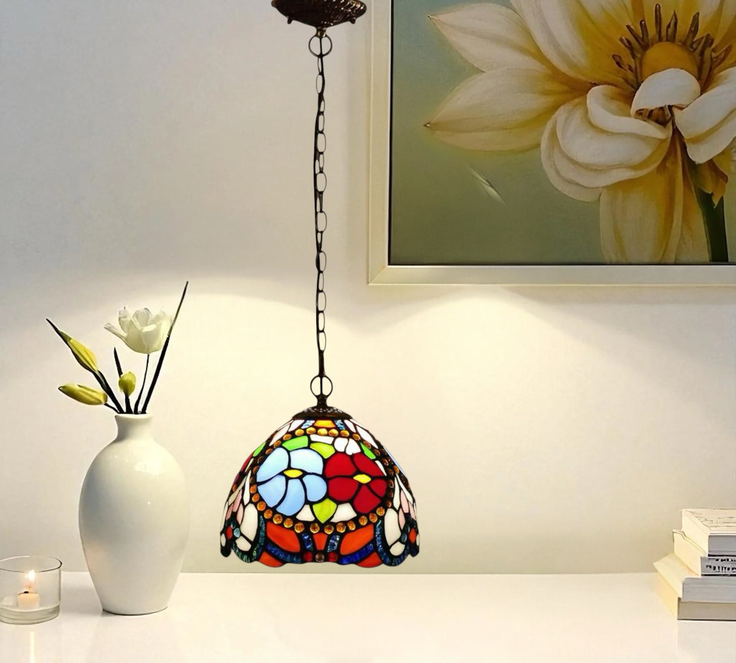 CDH 10" Tiffany Pendant Lamp with 20cm lamp shade (15030SPS)