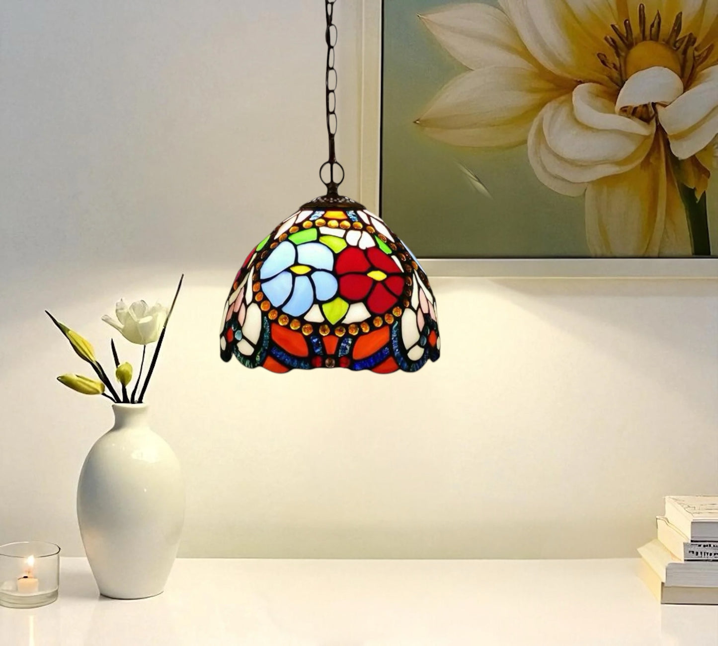 CDH 10" Tiffany Pendant Lamp with 20cm lamp shade (15030SPS)