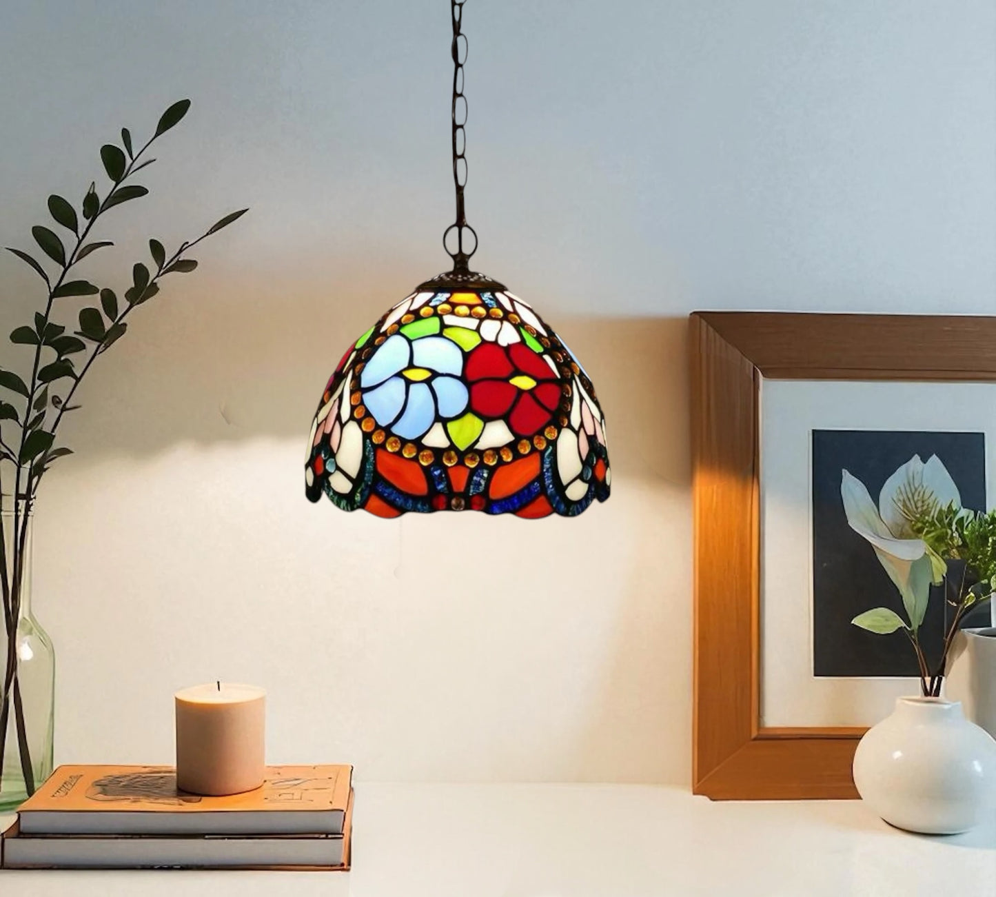 CDH 10" Tiffany Pendant Lamp with 20cm lamp shade (15030SPS)