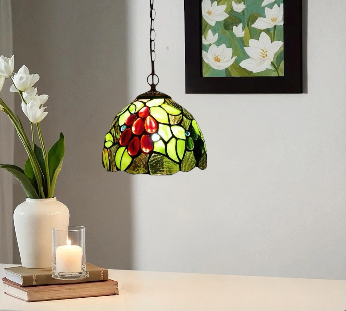 CDH 10" Tiffany Pendant Lamp with 20cm lamp shade (12083SPS)