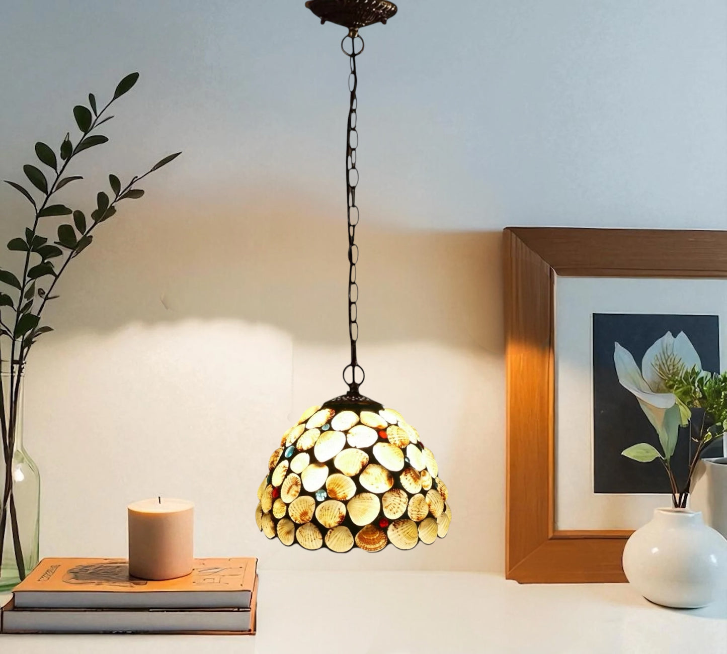 CDH 10" Tiffany Pendant Lamp with 20cm lamp shade (26002BSPS)