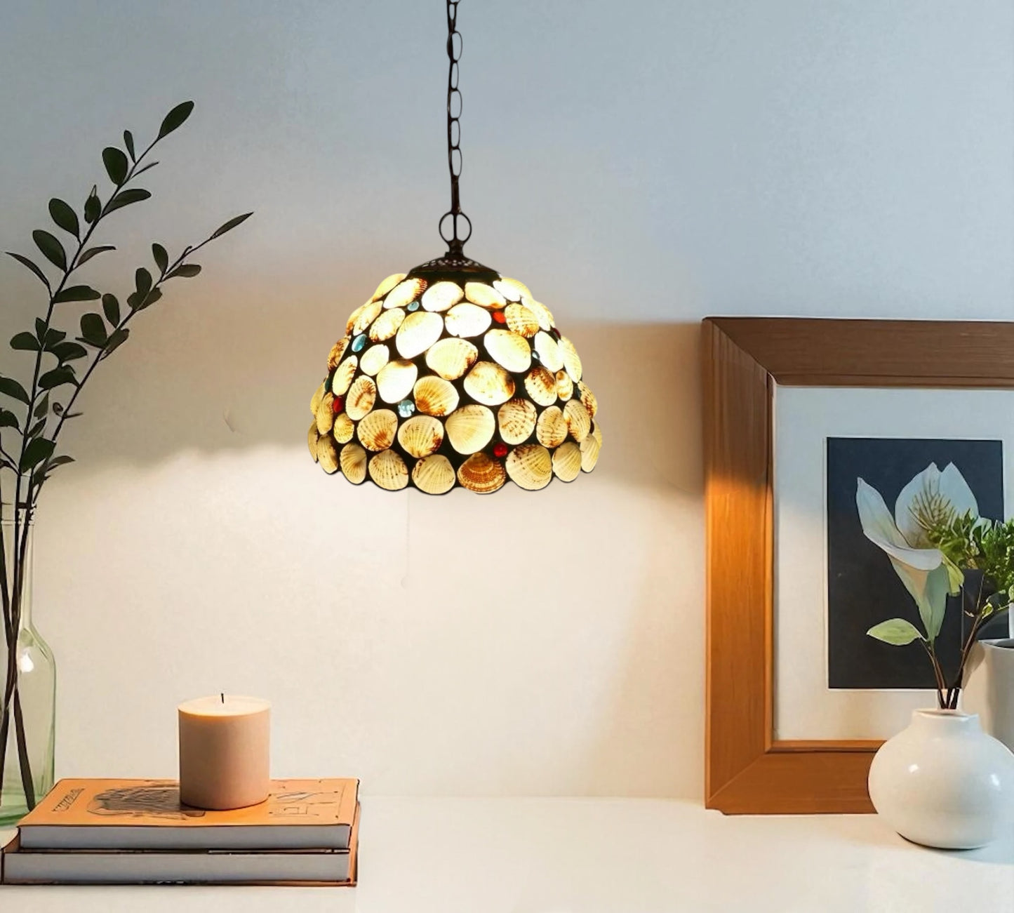 CDH 10" Tiffany Pendant Lamp with 20cm lamp shade (26002BSPS)