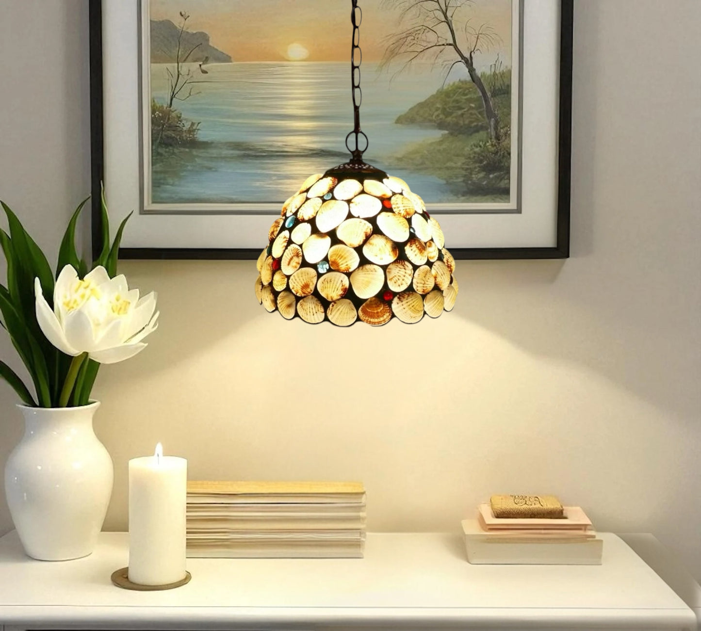 CDH 10" Tiffany Pendant Lamp with 20cm lamp shade (26002BSPS)