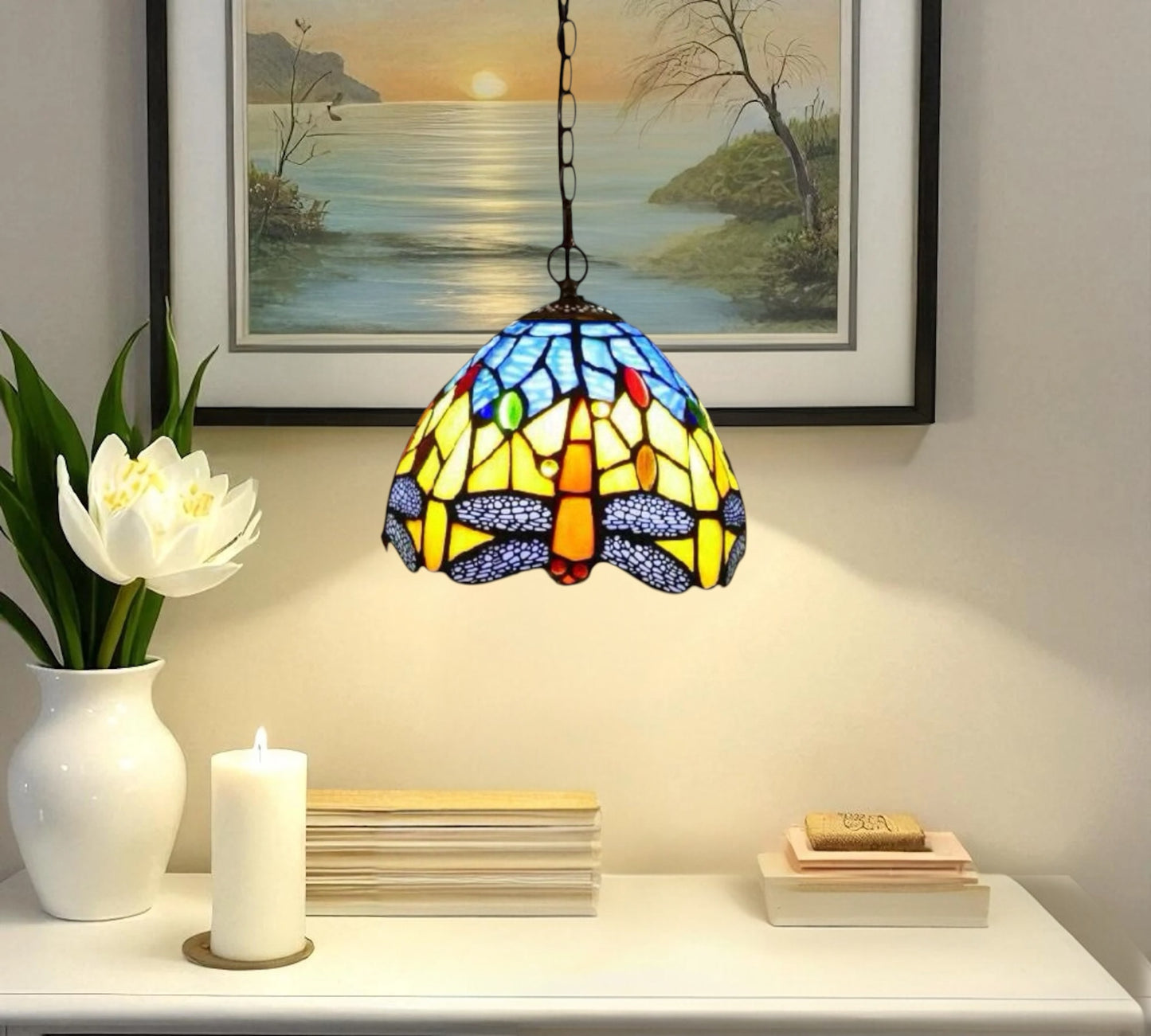 CDH 10" Tiffany Pendant Lamp with 20cm lamp shade (100160SPS)