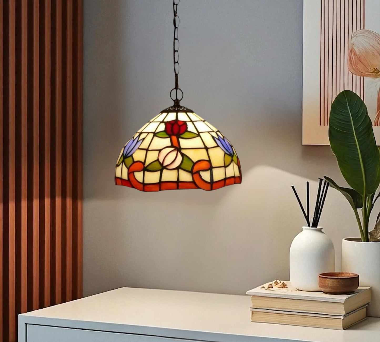 CDH 10" Tiffany Pendant Lamp with 20cm lamp shade (100159SPS)