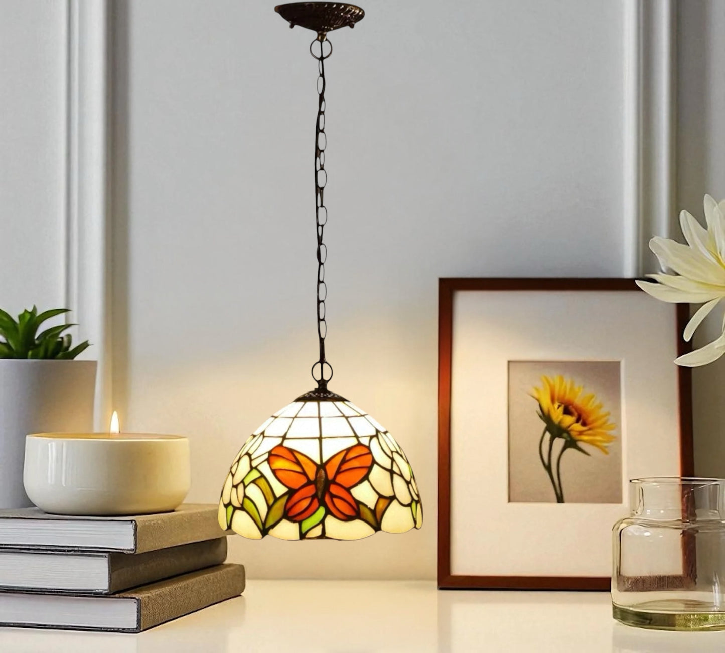 CDH 10" Tiffany Pendant Lamp with 20cm lamp shade (12051SPS)
