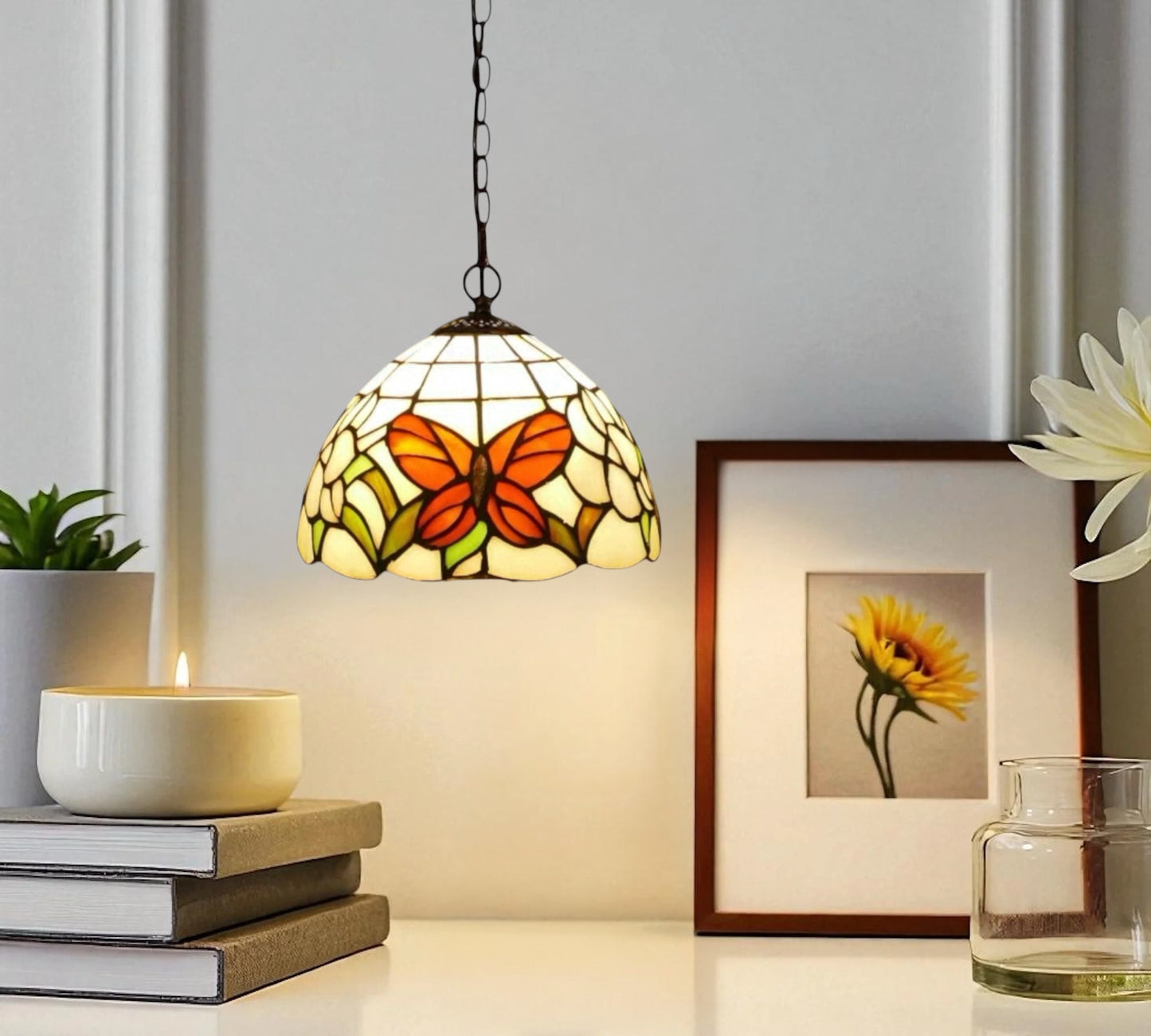 CDH 10" Tiffany Pendant Lamp with 20cm lamp shade (12051SPS)