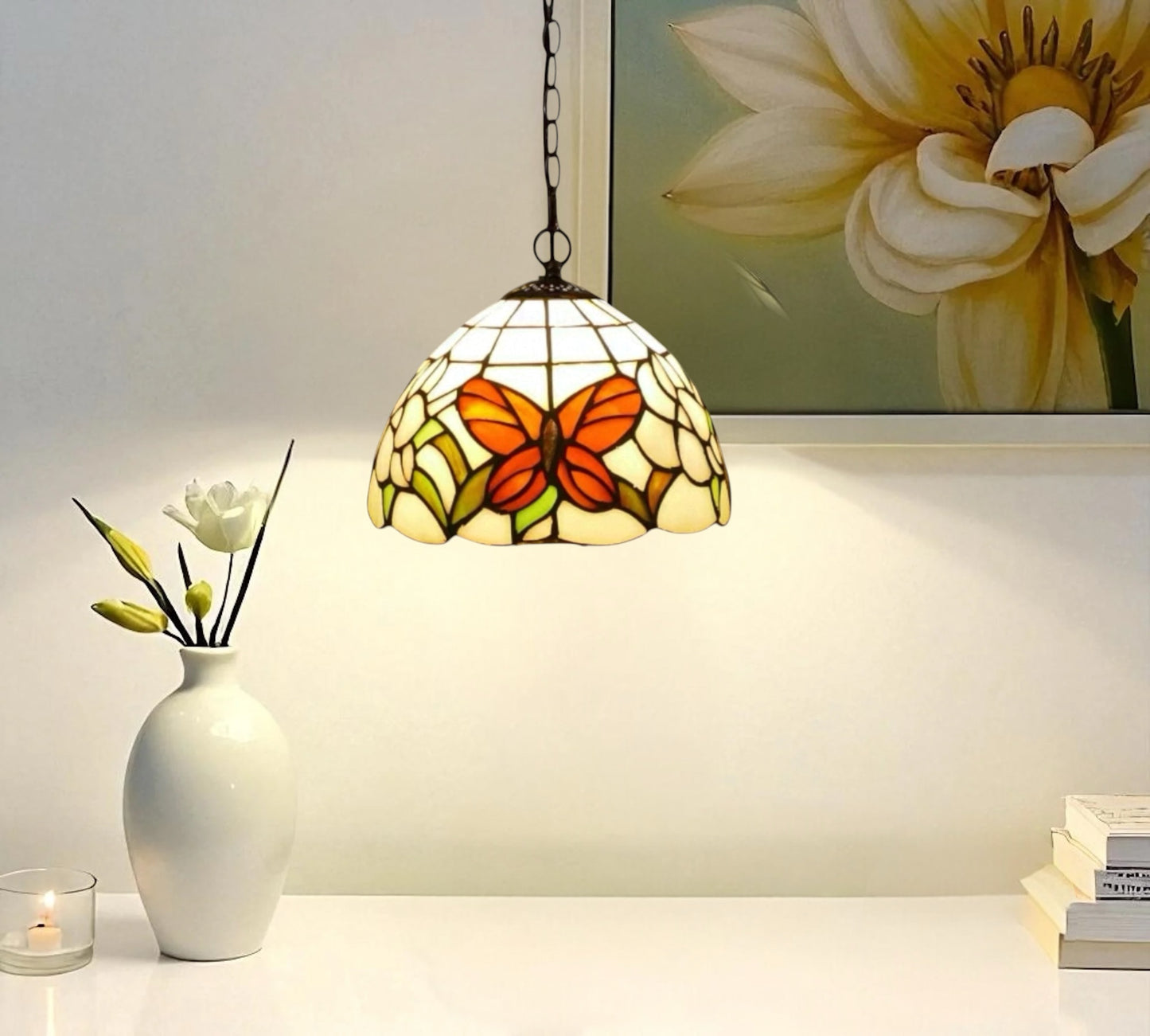 CDH 10" Tiffany Pendant Lamp with 20cm lamp shade (12051SPS)