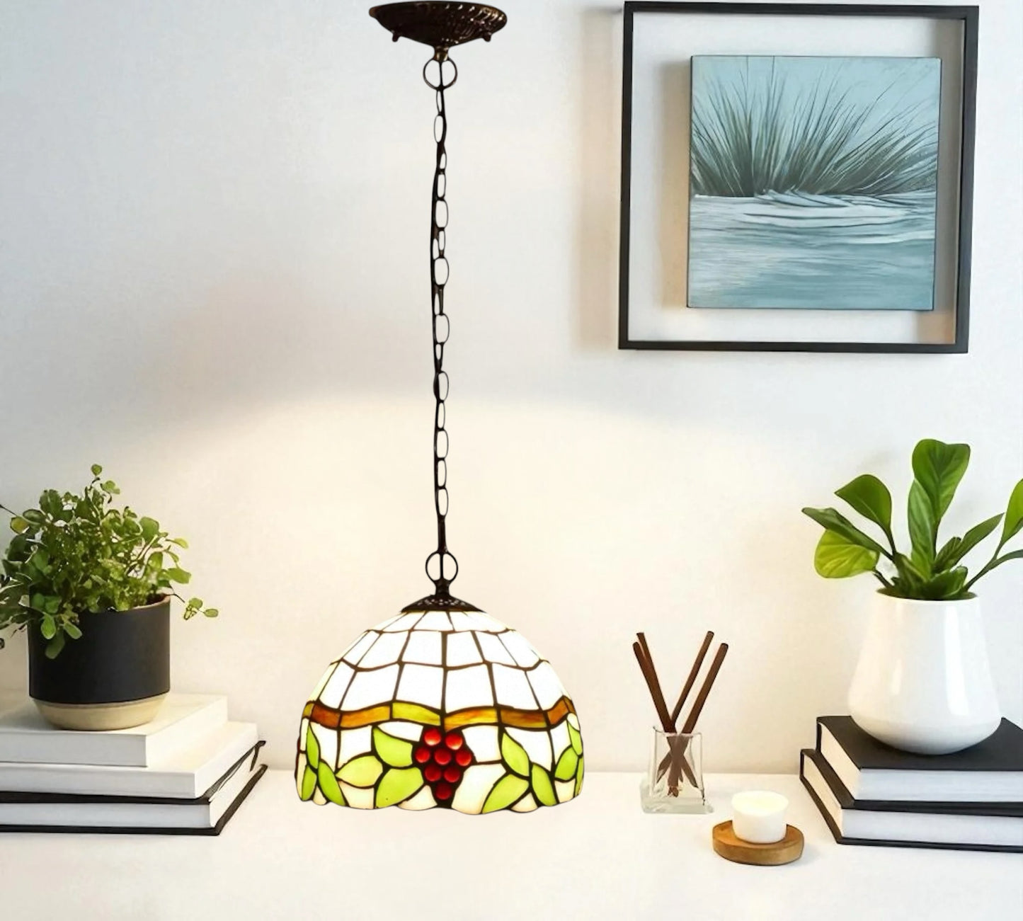 CDH 10" Tiffany Pendant Lamp with 20cm lamp shade (12022SPS)