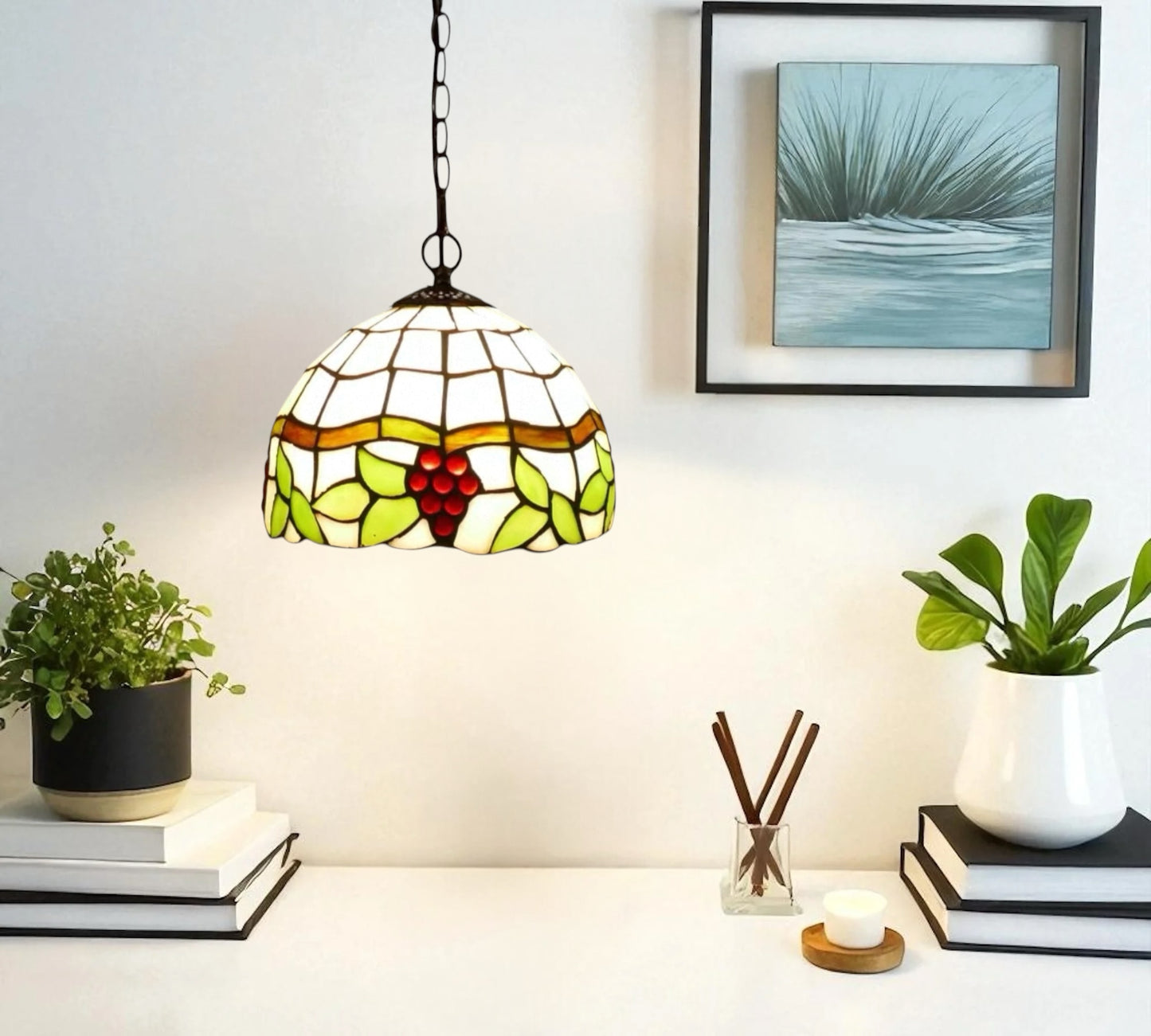 CDH 10" Tiffany Pendant Lamp with 20cm lamp shade (12022SPS)
